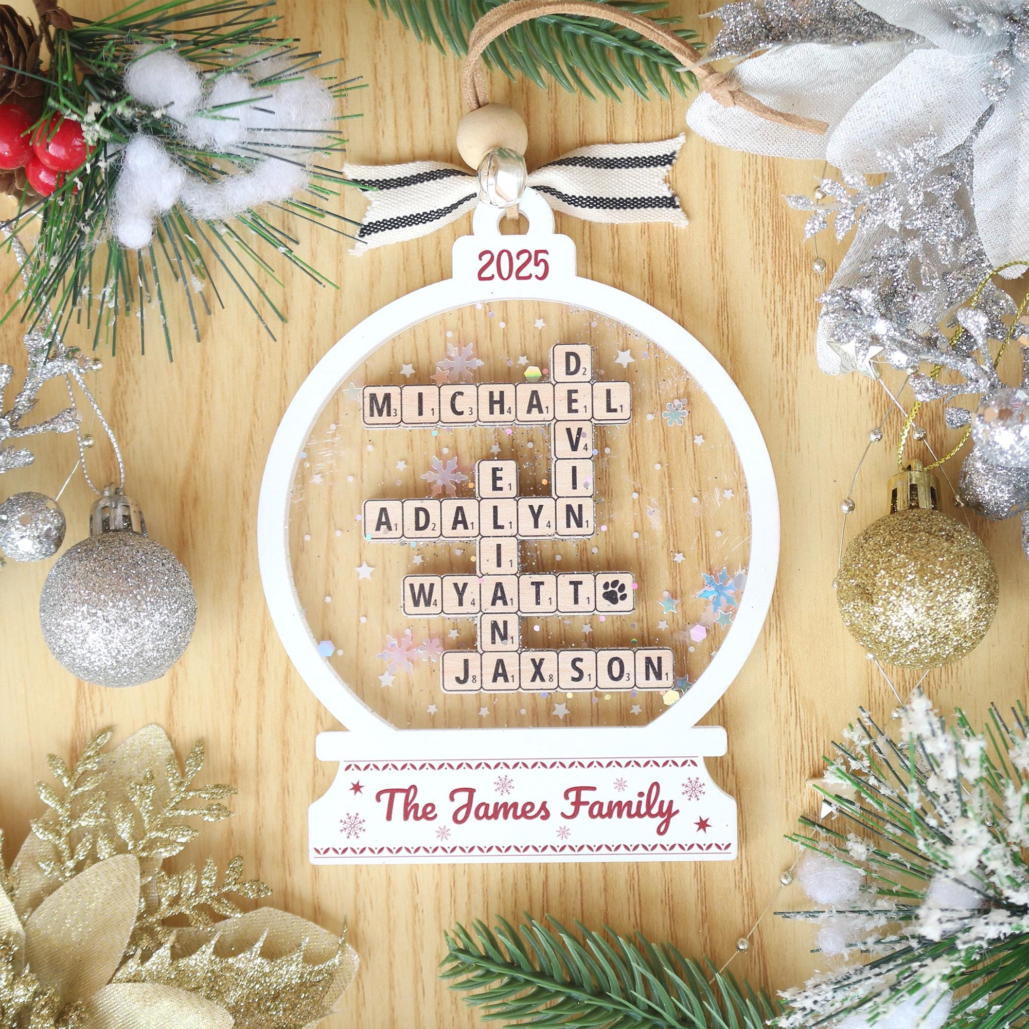 Personalized Family Name Scrabble Christmas Ornament: Acrylic with regard to Edible Christmas Ornament Crossword