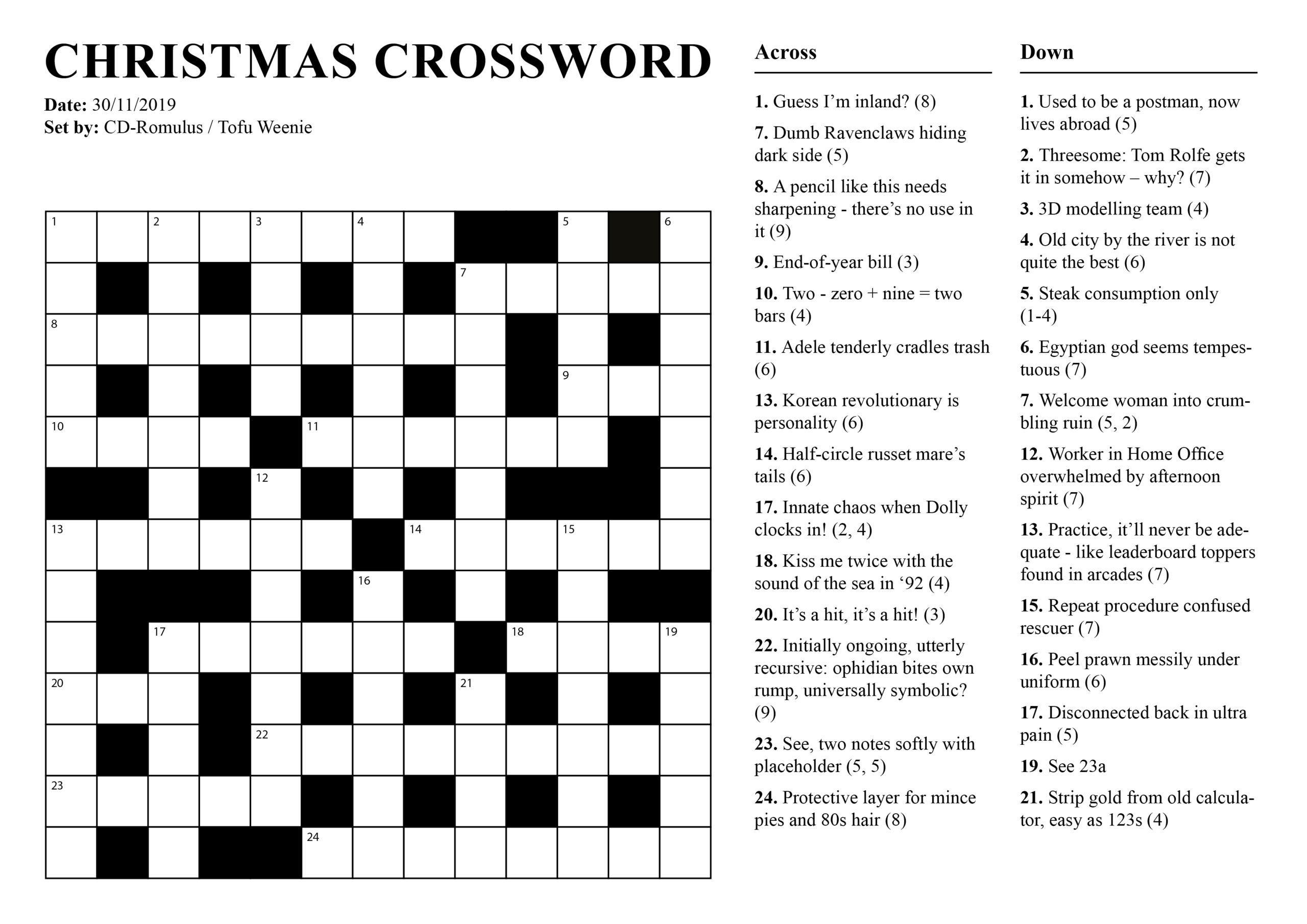 potd christmas crossword r crosswords regarding christmas cheer crossword clue scaled Potd: Christmas Crossword! : R/Crosswords regarding Christmas Cheer Crossword Clue