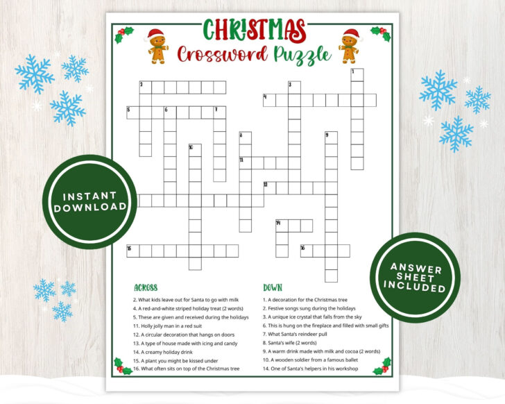 Kids Christmas Crossword Puzzle Printable Kids Christmas Crossword Puzzle Printable