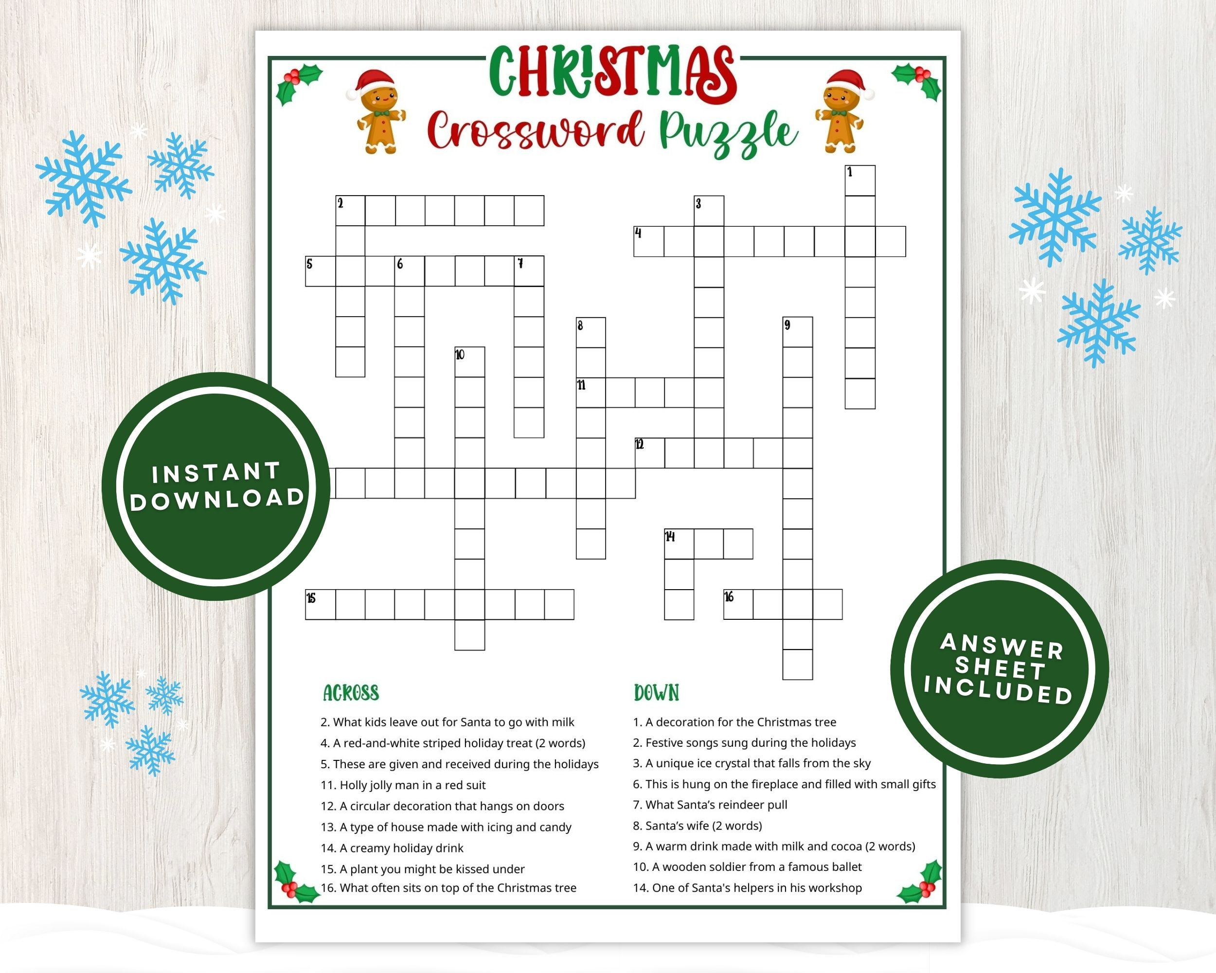 Printable Christmas Crossword Puzzle For Kids And Adults, Fun with Storage Area For Christmas Toys Crossword