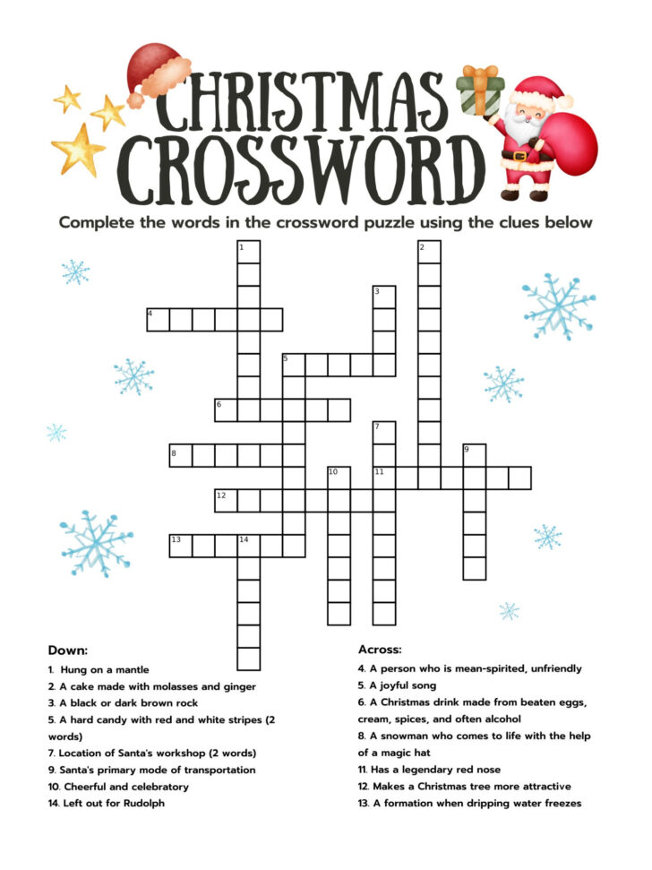 Christmas Words For Crossword