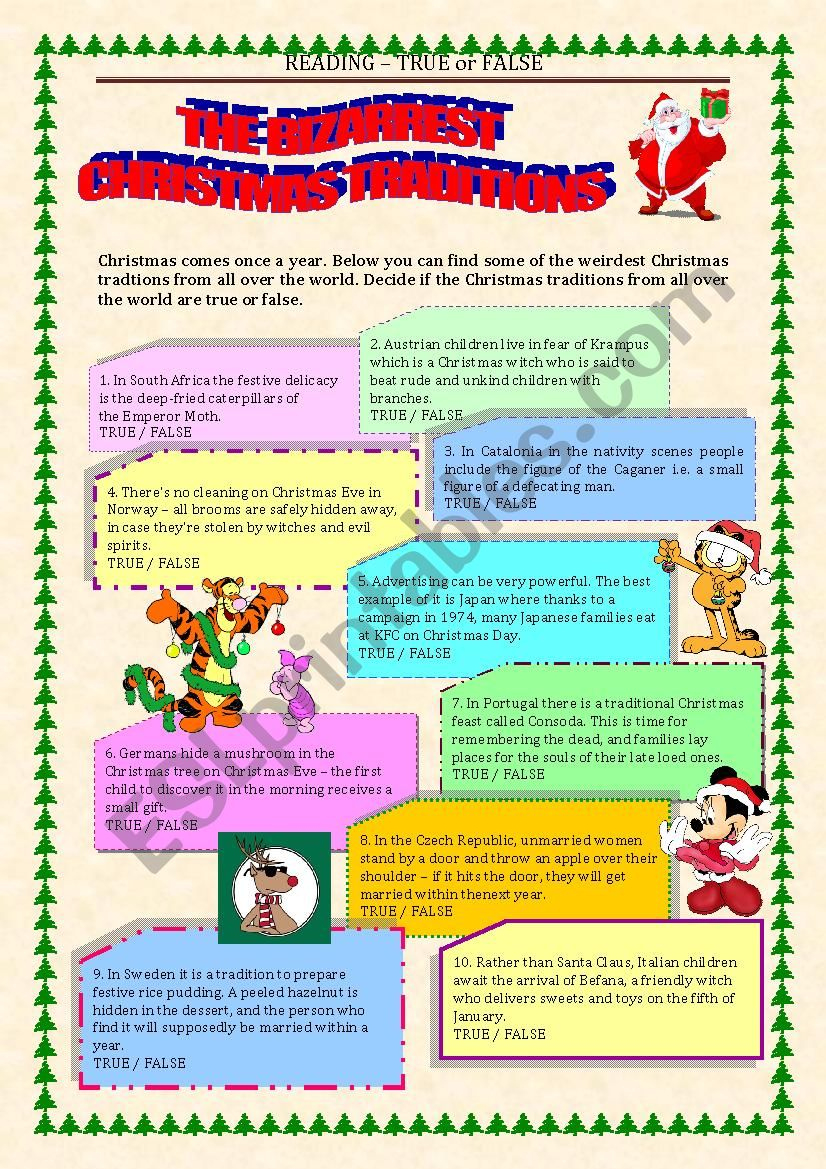 Reading - True Or False - Christmas Traditions With Key - Esl regarding Hiding The Christmas Tradition In Norway Crossword