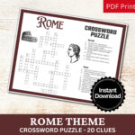 Rome Crossword Puzzle Printable Game, Fun Travel Club Theme In Christmas In Rome Crossword Clue
