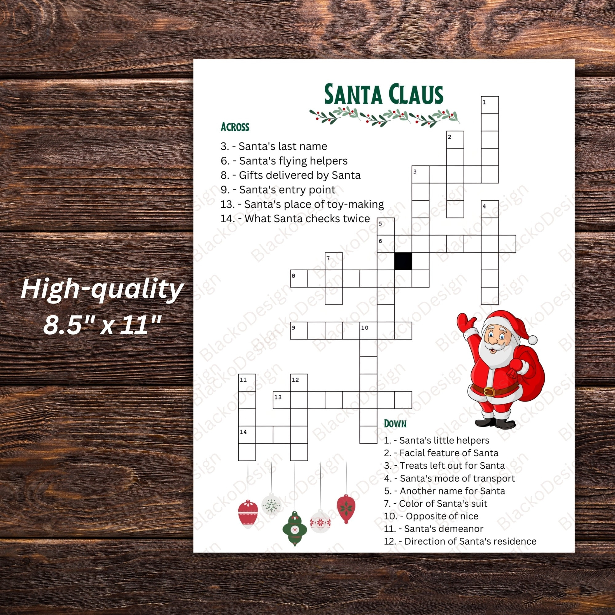 Santa Claus Crossword Puzzle: Christmas Party Game (Digital with regard to Father Christmas Crossword Clue