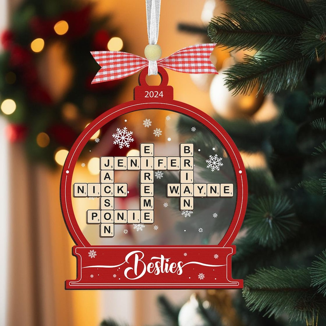 scrabble personalized christmas ornament friend crossword with christmas tree trim crossword Scrabble Personalized Christmas Ornament, Friend Crossword with Christmas Tree Trim Crossword