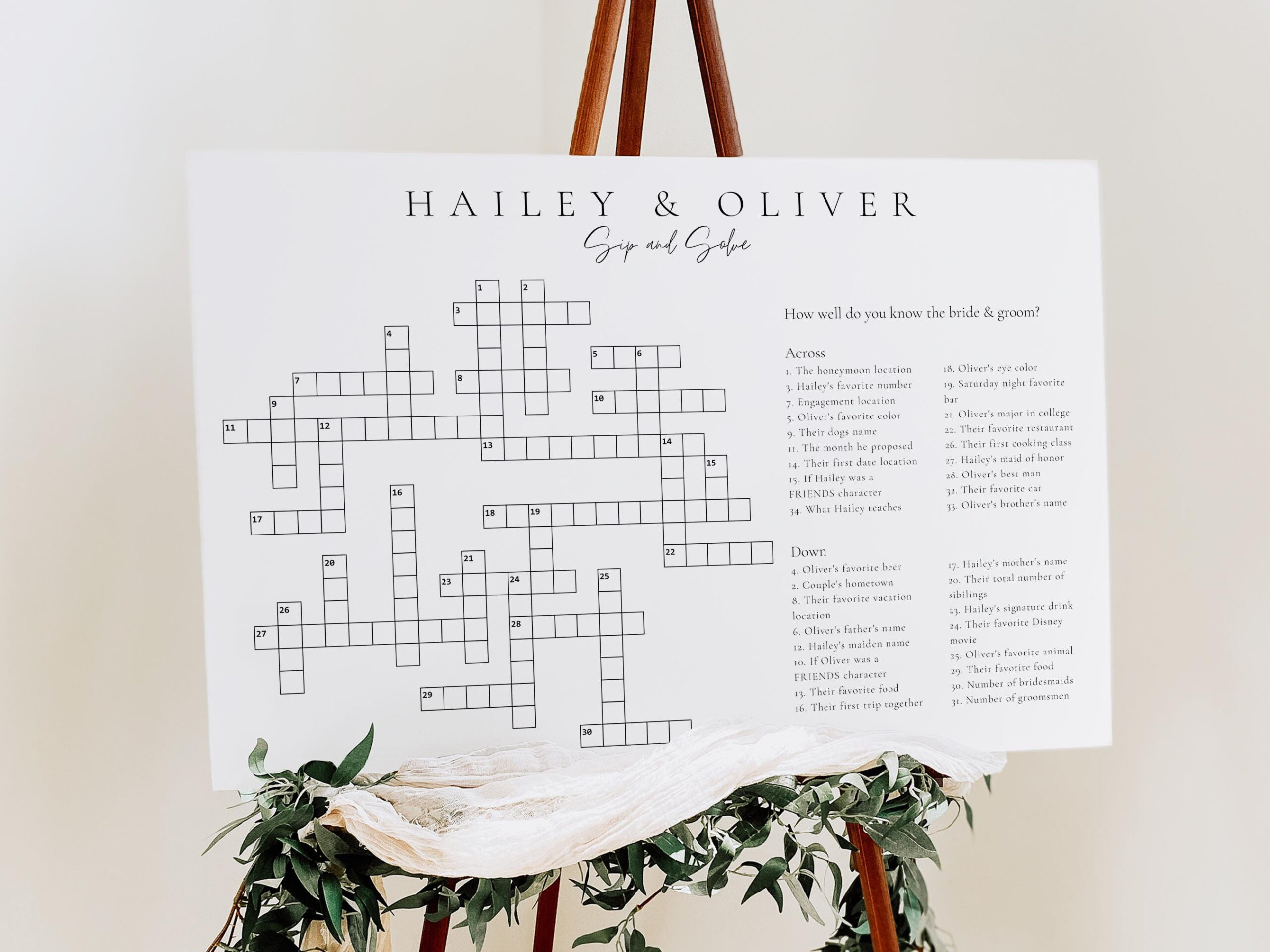 Sip And Solve Extra Large Custom Wedding Crossword, Sip And Solve pertaining to Christmas Stamp Pair Crossword