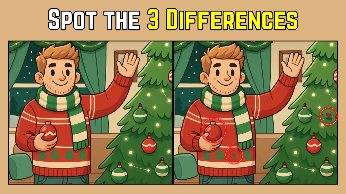 Spot The Difference: Within 9 Seconds Spot The 3 Differences In inside Spot For Christmas Decorations Crossword