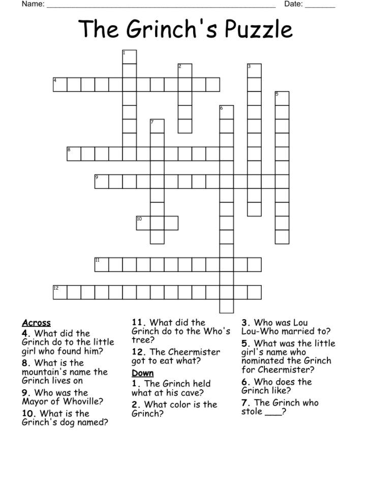 How the Grinch Stole Christmas Crossword Puzzle Answer Key How the Grinch Stole Christmas Crossword Puzzle Answer Key