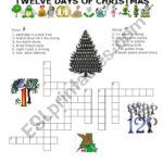 Twelve Days Of Christmas Criss Cross Puzzle   Esl Worksheetannaas With Twelve Days Of Christmas Crossword Answers