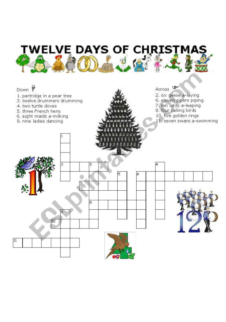 Twelve Days of Christmas Crossword Answers Twelve Days of Christmas Crossword Answers