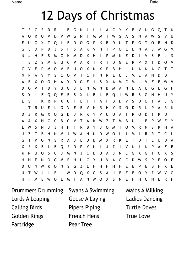 twelve days of christmas crossword wordmint with regard to twelve days of christmas crossword Twelve Days Of Christmas Crossword - Wordmint with regard to Twelve Days of Christmas Crossword