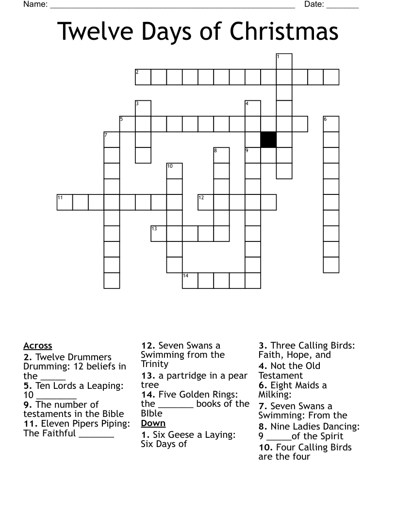 twelve days of christmas crossword wordmint with twelve days of christmas crossword puzzle Twelve Days Of Christmas Crossword - Wordmint with Twelve Days of Christmas Crossword Puzzle