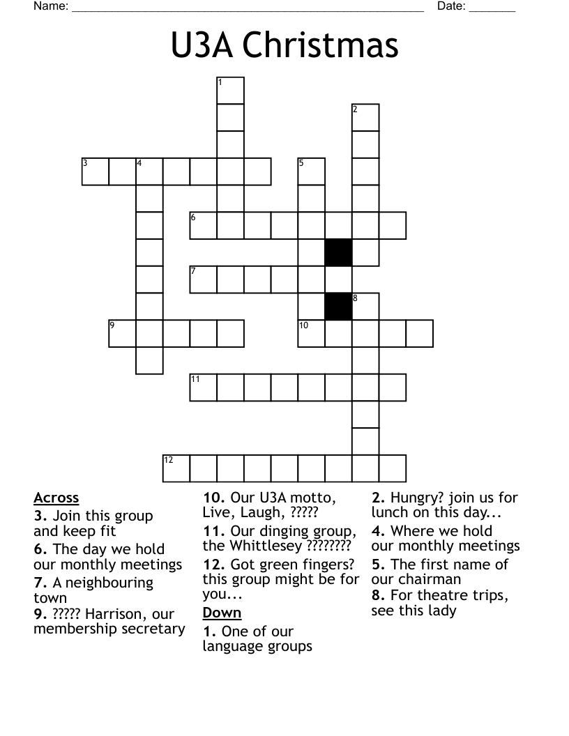 u3a christmas crossword wordmint in group on the 11th day of christmas crossword U3A Christmas Crossword - Wordmint in Group On The 11Th Day Of Christmas Crossword
