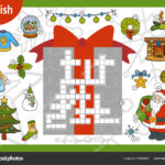 Vector Crossword In English, Education Game For Children. Santa For Christmas Crossword Puzzle Education.Com
