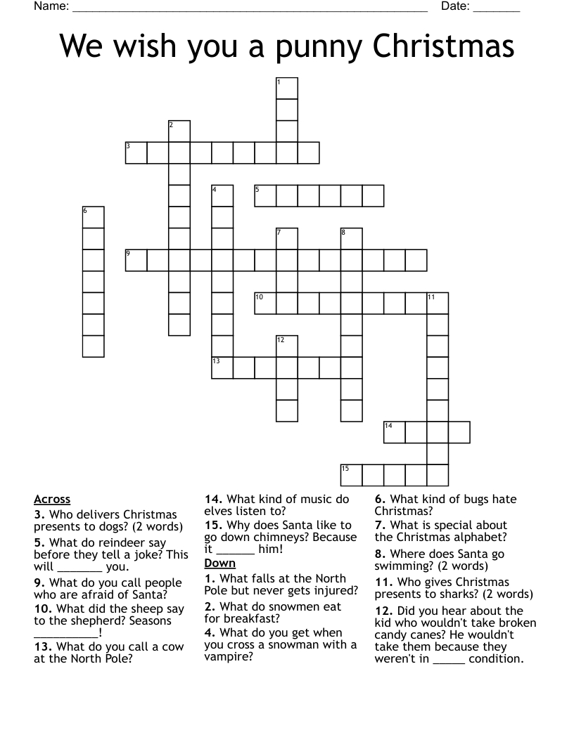 we wish you a punny christmas crossword wordmint pertaining to white christmas wish crossword We Wish You A Punny Christmas Crossword - Wordmint pertaining to White Christmas Wish Crossword