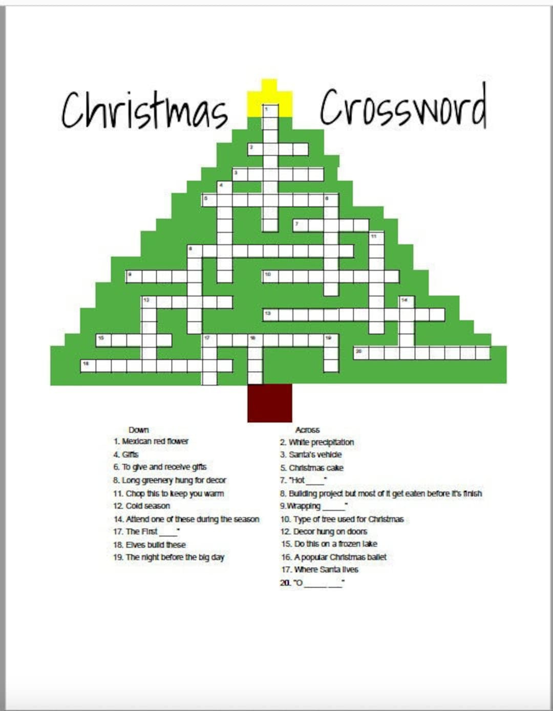 weihnachten kreuzwortratsel etsy de intended for like most christmas trees crossword clue Weihnachten Kreuzworträtsel - Etsy.de intended for Like Most Christmas Trees Crossword Clue