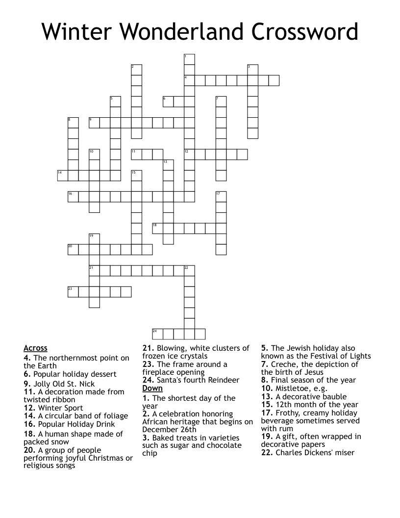 Winter Wonderland Crossword - Wordmint with Christmas Baubles Often Crossword Clue